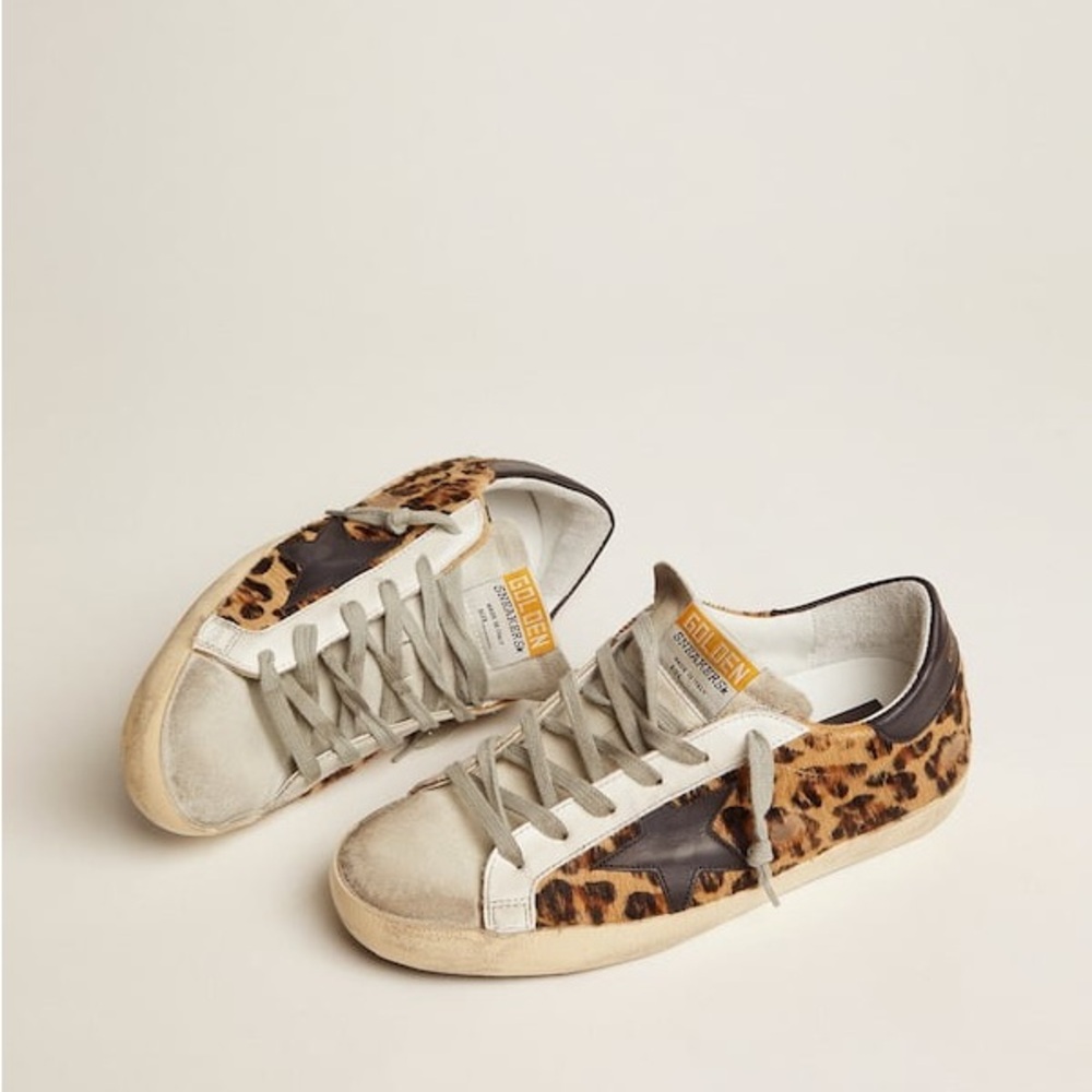 Golden Goose Calf Leather Leopard Super Star Sneaker - Picture 2 of 16